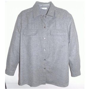 Ladies Zanella shirt jacket 14 Gray Wool Angora Italy 48 Buttons Pockets Vents
